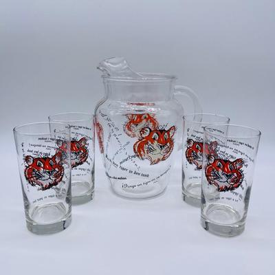 ESSO ~ Tiger Lipped Pitcher & 4 Tumblers~ * Read Details