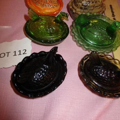 Miniature Glass Nesting Hens