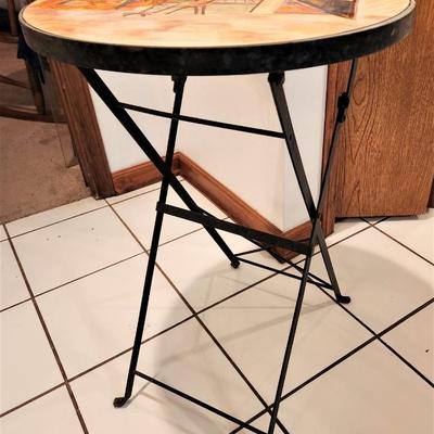 Lot #43  Folding Bistro Table with Cafe Scene