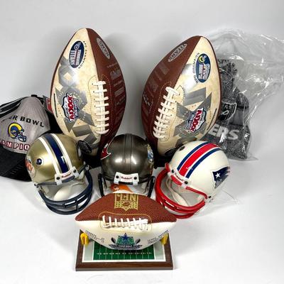 Super Bowl NFL football lot helmets, hats and more
