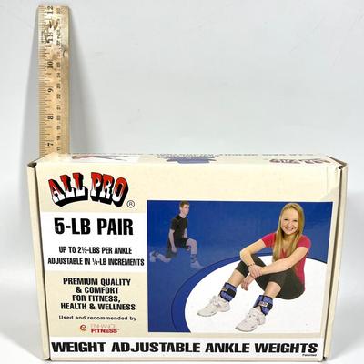 All Pro five pound blue ankle weight set in the box