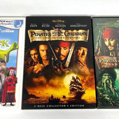 Pirates of the Caribbean and Shrek DVDs lot