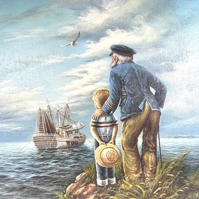 Sailor and young boy framed painting
