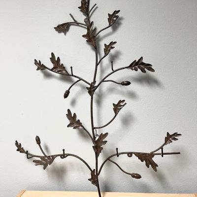 Plate Rack - Black Metal branch with leaves home decor sign