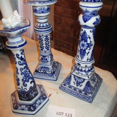 Blue/Whith Ceramic Candleholders