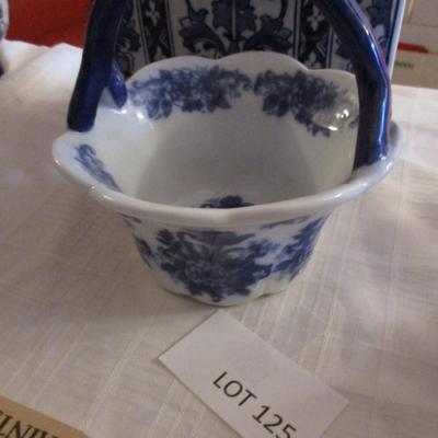 Blue/White Ceramic Purse/Basket