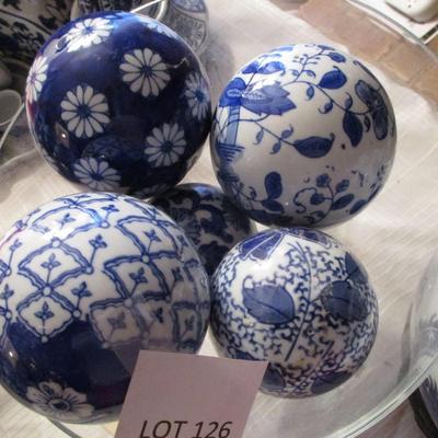 Blue/White Ceramic Decor--Balls