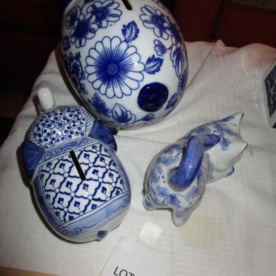 Blue/White Ceramic Coin Banks