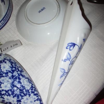 Blue/White Ceramic Decor--Bird Cage