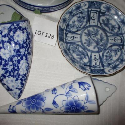 Blue/White Ceramic Decor--Bird Cage