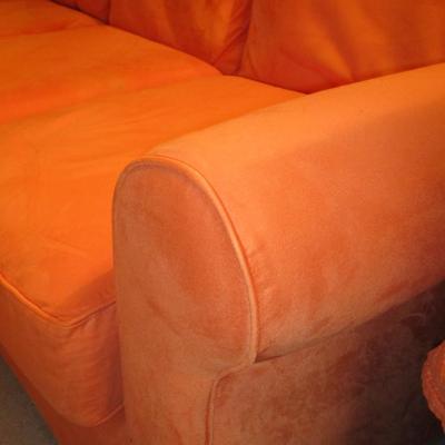 Orange Pottery Barn Sued Sofa