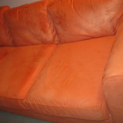 Orange Pottery Barn Sued Sofa