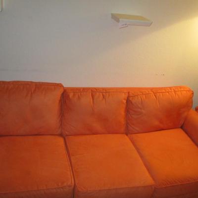 Orange Pottery Barn Sued Sofa