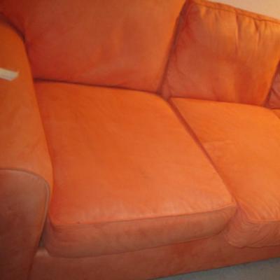 Orange Pottery Barn Sued Sofa
