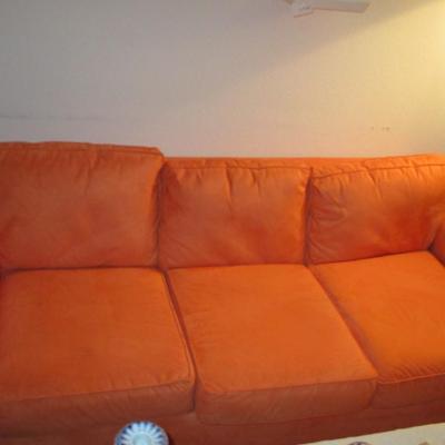 Orange Pottery Barn Sued Sofa