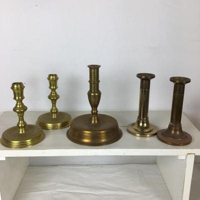 6206 Assortment of Brass Candlesticks  & Sconces