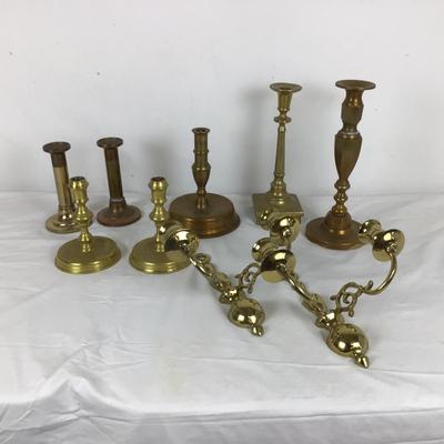 6206 Assortment of Brass Candlesticks  & Sconces