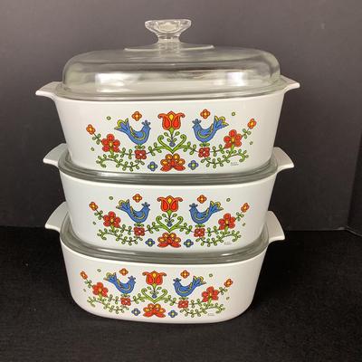 6210 Three Corning Ware Country Festival Casserole Dishes