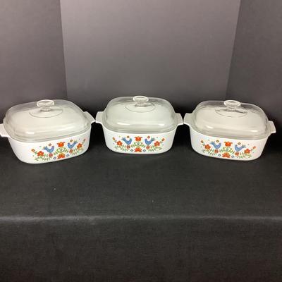 6210 Three Corning Ware Country Festival Casserole Dishes