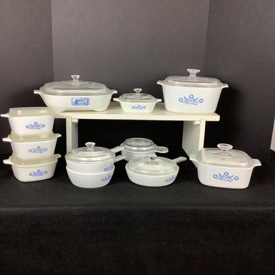 6212 Corning Ware Cornflower Blue Set of 9 Casserole Dishes