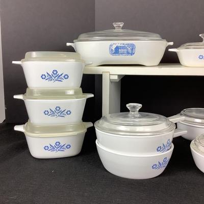 6212 Corning Ware Cornflower Blue Set of 9 Casserole Dishes