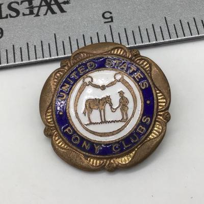 VTG United States Pony Clubs Lapel Pin Gold Tone Enamel Equestrian Horse Riding