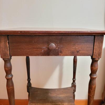 Vintage Wooden Side Table with Drawer (B3-CE)