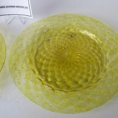 2 Venetian Spangle Glass Plates, Murano Art Glass, Hand Blown (See description and all photos)