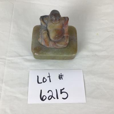 Lot. 6215. Carved Agate Chinese Laughing Buddha with Stone Box