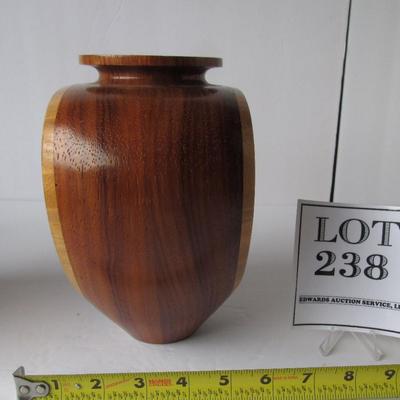 Signed Warren Vienneau Hand Made Solid Wood Vase, Burl Sides, 3/16/88
