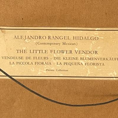 FRAMED VINTAGE ARTWORK BY ALEJANDRO RANGEL HIDALGO LITTLE FLOWER VENDER LITTLE FRUIT VENDOR