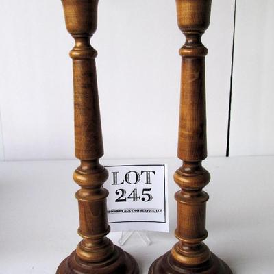 Nice Tall Wood Candlestick Pair