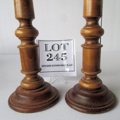 Nice Tall Wood Candlestick Pair