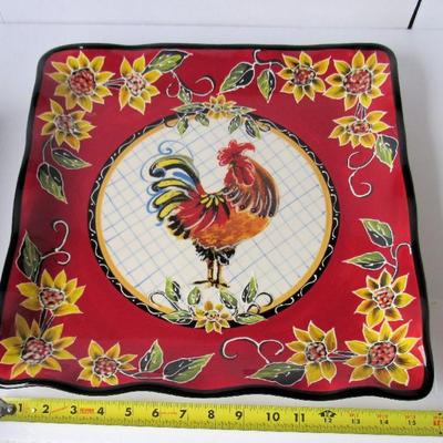 Very Large 16" Nice Rooster Serving Tray, Julie Ueland