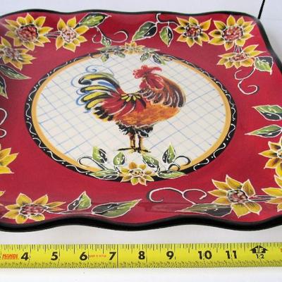 Very Large 16" Nice Rooster Serving Tray, Julie Ueland