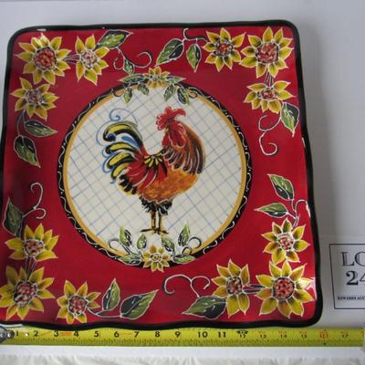 Very Large 16" Nice Rooster Serving Tray, Julie Ueland