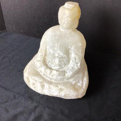 Lot. 6218. Chinese off white stone sitting Buddha