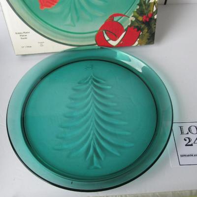 Indiana Glass Co Christmas Tree Serving Tray in Box