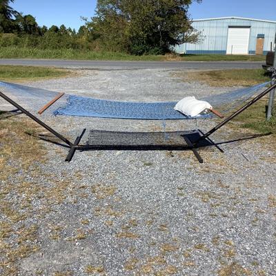 6283 Pawleyâ€™s Island Blue Rope Hammock & Stand w/Pillow