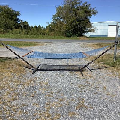 6283 Pawleyâ€™s Island Blue Rope Hammock & Stand w/Pillow