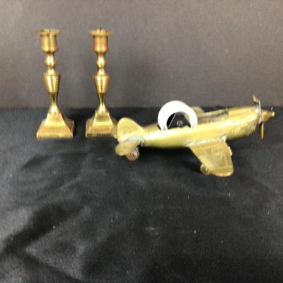 Lot. 6221. Vintage Flying Tiger WWII Brass Fighter Plane Tape Dispenser