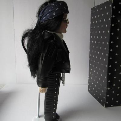 Porcelain Face Biker Girl Doll, 17" Tall, With Stand, Imperial Collectibles, #281/5000