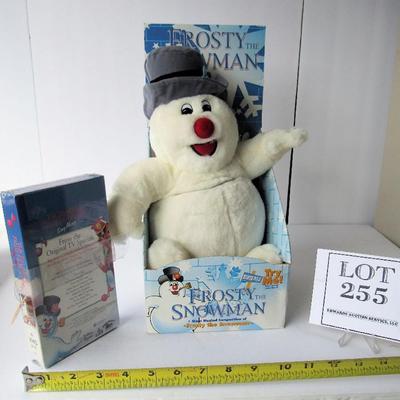 Older Plush Frosty the Snowman in Original Packaging With Rudolph Sing Along VHS