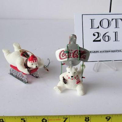 2 Older Nice Coca Cola Bear Christmas Ornaments
