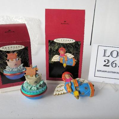 2 Older Hallmark Ornaments: Jolly Wolly Ark, 1996 and Liting the Way Angel, 1996