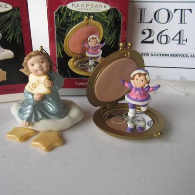 2 Older Hallmark Ornaments: Three Wishes, 1995 and Compact Skater, 1998