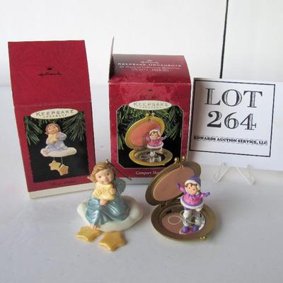 2 Older Hallmark Ornaments: Three Wishes, 1995 and Compact Skater, 1998