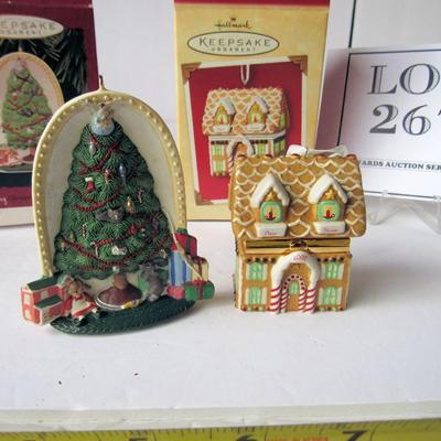 2 Older Hallmark Christmas Ornaments: Christmas Mice, 1995 and New Home Hinged Box, 2002