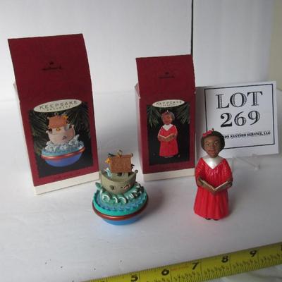 2 Vintage Hallmark Ornaments: Joyous Song, 1994 and Jolly Wolly Ark, 1996