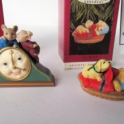 2 Cute Hallmark Christmas Ornaments: Wake Up Call, 1993 and In a Heartbeat, 1995